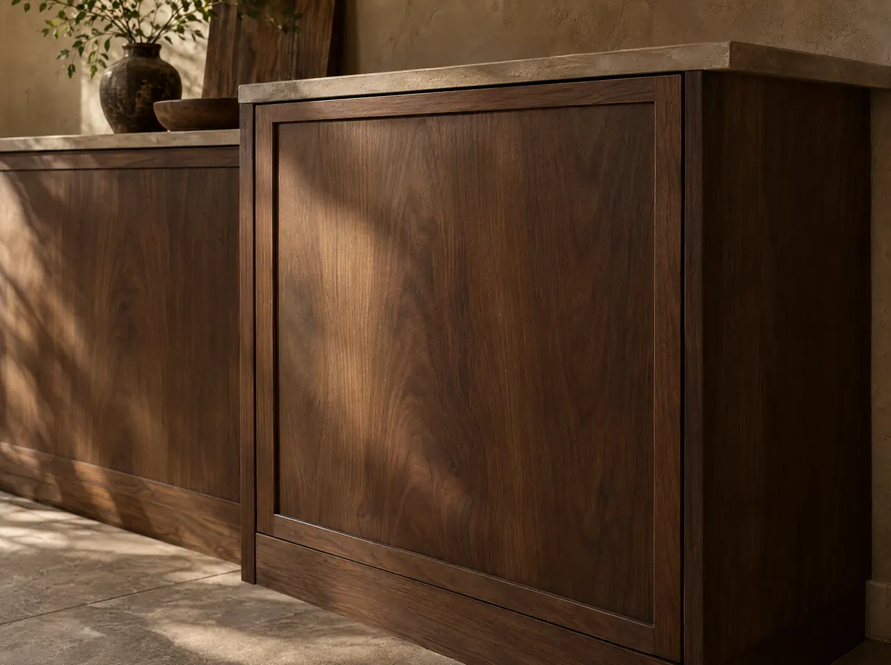 Slim Shaker cabinet door in American walnut